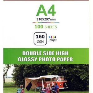خرید کاغذ فتو‌گلاسه دورو مگا ۱۶۰ گرم سایز A4 مخصوص پرینتر جوهر‌افشان Double Side High Glossy Photo Paper 160g