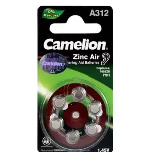 خرید باتری سمعک کملیون Camelion A312 بسته 6عددی تجریش