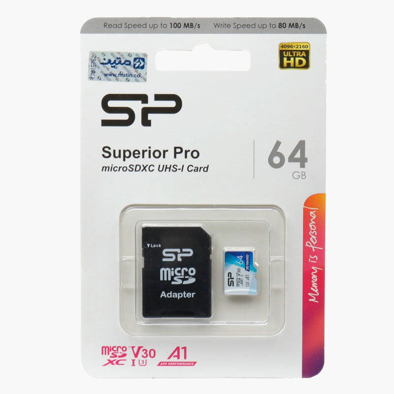 خرید کارت حافظه microSDXC سیلیکون پاور Superior Pro ظرفیت ۶۴ گیگابایت تجریش